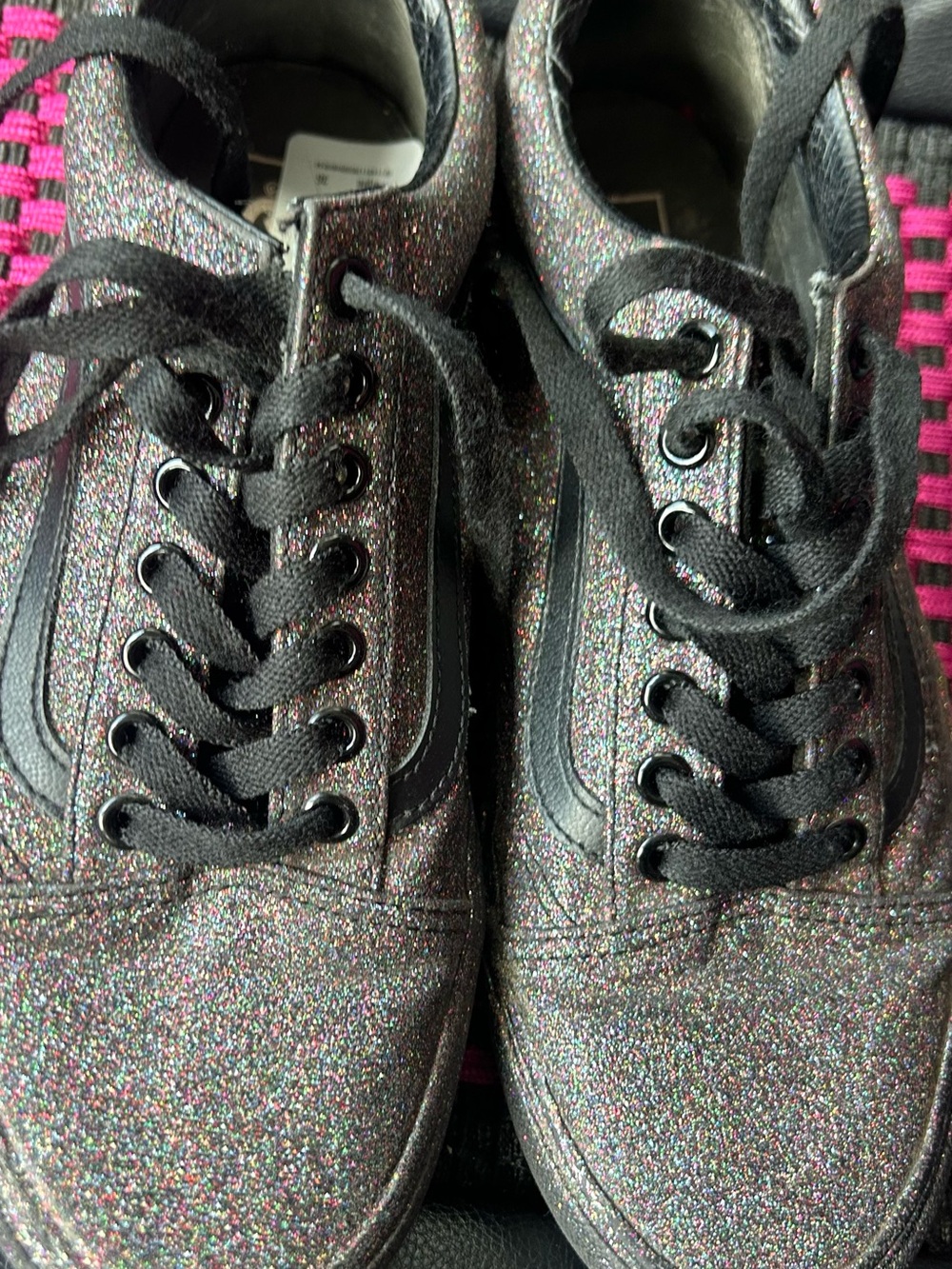 Vans Old Skool Black Rainbow Glitter Sneakers Like New Women 8.5